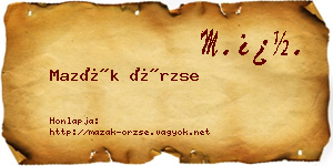 Mazák Örzse névjegykártya